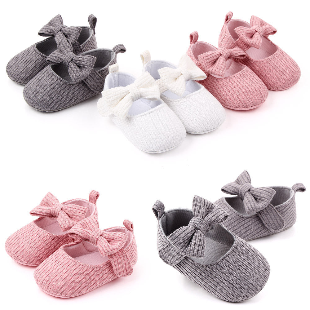 Bowknot Woolen Knit Baby Shoes Moccasins Princess Shoes Baby Shoes