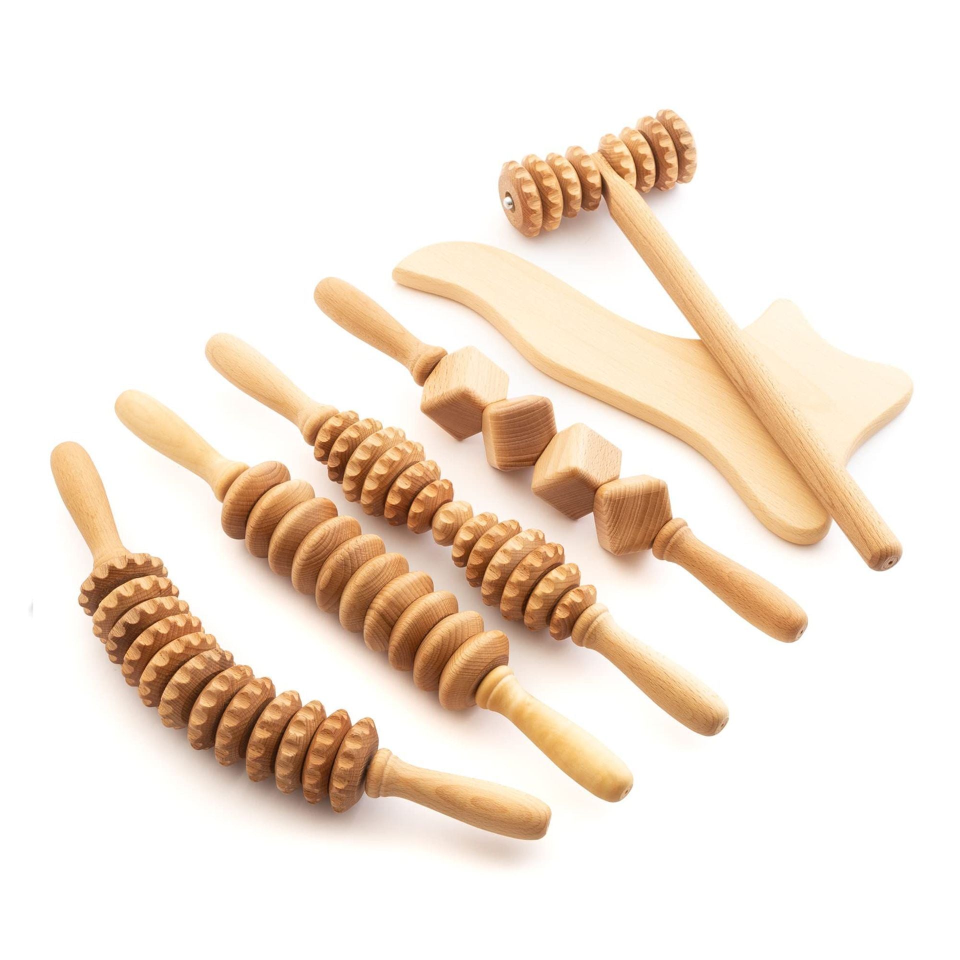 Wooden Massage Roller Suit Multifunctional Body Roller Reduce Cellulite Natural Massager